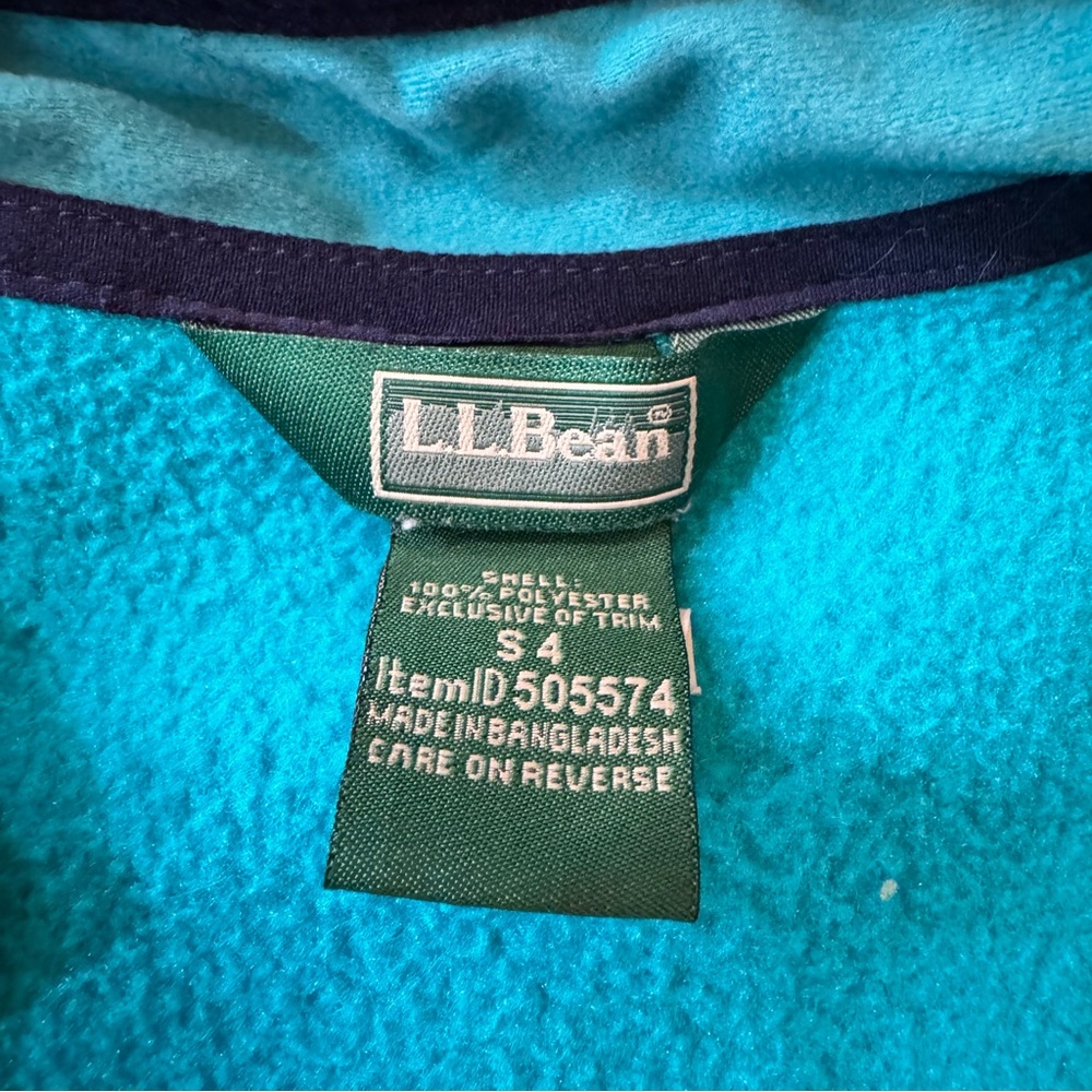 LL Bean Teal Fleece Full Zip Jacket. Size Kids 4. - Picture 6 of 17